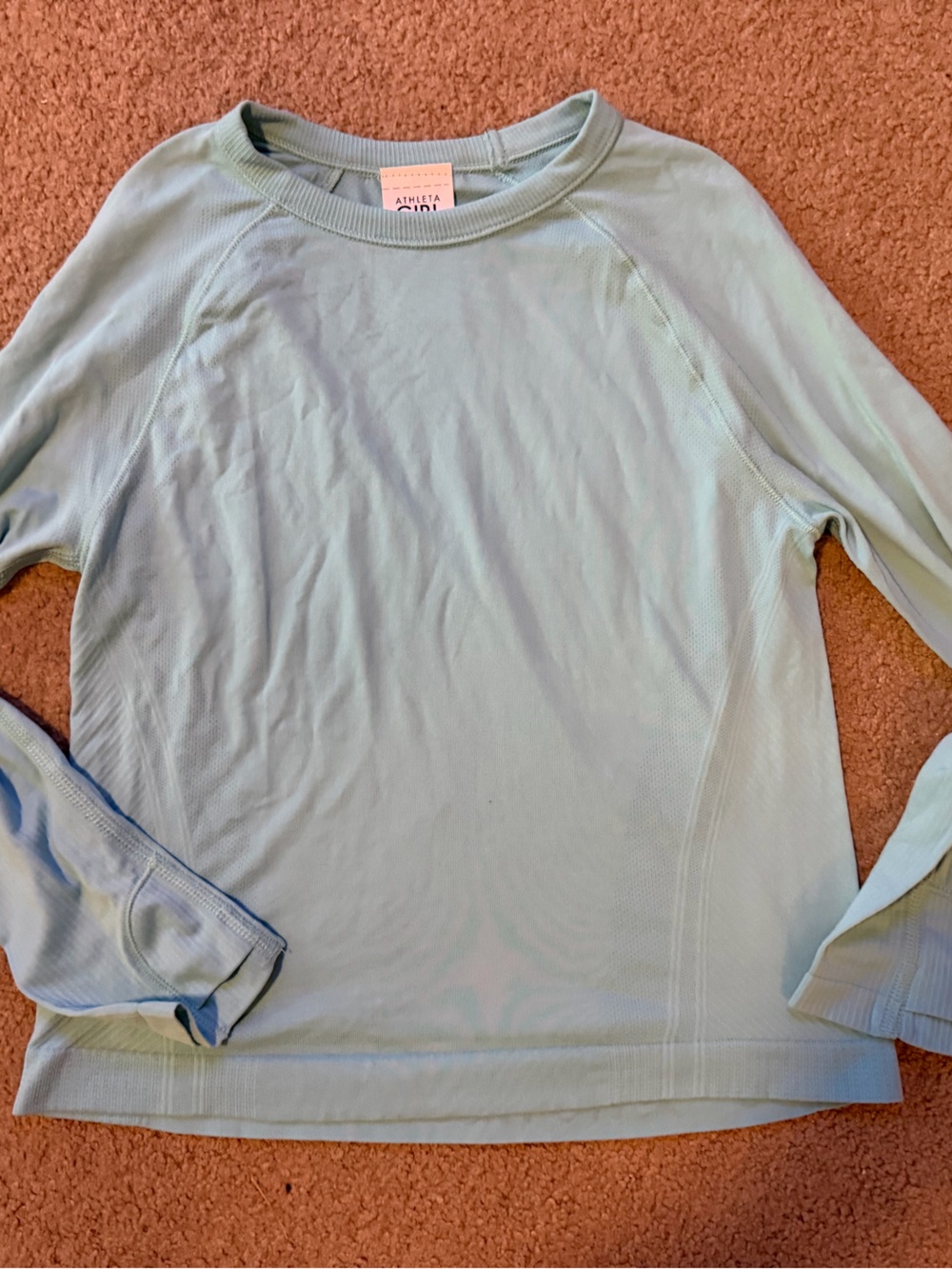 Athleta Pale Blue Long-Sleeve Ribbed Crew Top